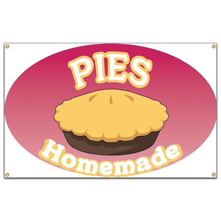 Signmission Pies Homemade Banner Heavy Duty 13 Oz Vinyl with Grommets Single Sided B-60 Pies Homemade